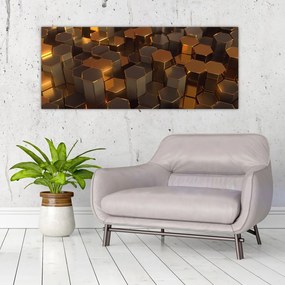 Kép - bronz hatszögek (120x50 cm)