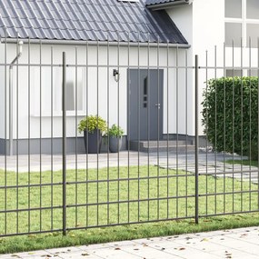 Kerti Kerítés Íves Felső Szürke 5.1x2 m Acél