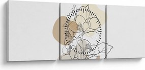 Kép - Bézs virágok pillangóval N⁰1 (órával) (90x30 cm)