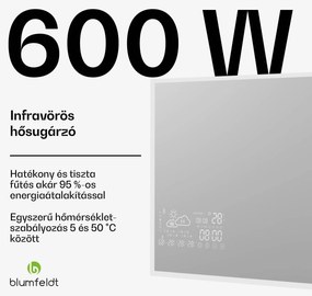 Blumfeldt Infravörös fűtőtest, Smart Mirror, Infravörös sugárzás, 600 W, IP44