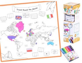 Mosható kifestőkönyv jelölőkkel - WORLD MAP
