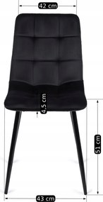 Krzesło PERU Czarne Welurowe