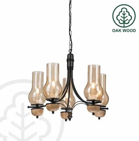 Brilagi - LED Csillár láncon COTTAGE 5xE14/40W/230V bükkfa/barna