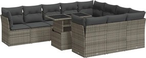vidaXL 11 részes szürke polyrattan kerti ülőgarnitúra párnákkal