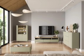 Elivo vitrin 100 cm fém lábakon - eukaliptusz / baltic dune tölgy