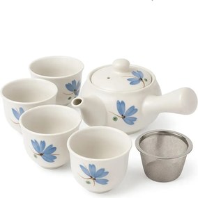 Kyusu kerámia zöld teáskészlet vízforraló 4 csésze