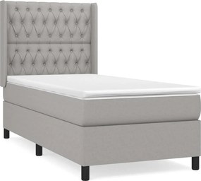 vidaXL világosszürke szövet rugós ágy matraccal 100 x 200 cm