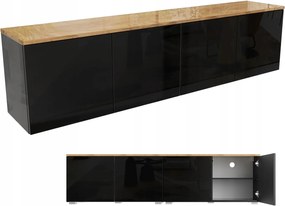 Rtv szekrény Luna 180 (2 x 90) x 35 x 44 cm akasztós álló fekete fényes