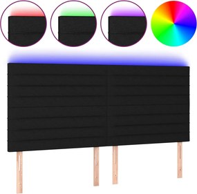 vidaXL fekete szövet LED-es fejtámla 160x5x118/128 cm