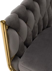 Stílusos fotel, szürke Velvet szövet/gold króm-arany, OLVEN