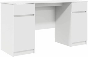 vidaXL Asztal fiókkal polcokkal ajtóval Fehér 140 x 49 x 76 cm Faanyag