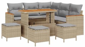 vidaXL Kerti Kanapé Szett 9 pcs Bézs polirattan