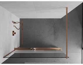 Mexen Kioto+, Walk-In zuhanyparaván polccal és akasztóval 110 x 200 cm, 8 mm-es átlátszó üvegfagy, réz matt profil, 800-110-121-65-35