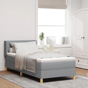 Boxspring ágy matraccal világosszürke színben, 100 x 200 cm, textilből készült.