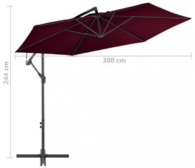 bordó konzolos napernyő alumíniumrúddal 300 cm