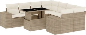 vidaXL 9 részes bézs polyrattan kerti ülőgarnitúra párnákkal