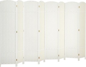 HOMCOM 8 paneles szobaelválasztó 320 x 170 cm – Összecsukható fenyő keretű paraván, fehér | Aosom
