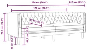 3 részes krémszínű műbőr Chesterfield kanapégarnitúra