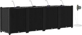 vidaXL Kerti cserép 4 pcs Fekete 160 x 40 x 53 cm Acél