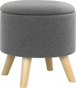 HOMCOM Kör alakú Puff Lábemelő Ülőke Tárolóval, Fa Lábakkal, Modern Design, Szürke | Aosom