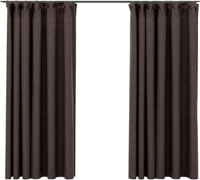 vidaXL 2 db tópszínű vászonhatású sötétítőfüggöny kampókkal 140x175 cm