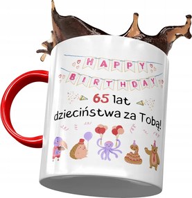 Piros Bögre Születésnapra 65 65-es 65-ös Ajándék Nyomtatott Fotóval