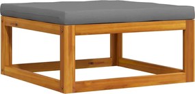 vidaXL tömör akácfa lábtartó sötétszürke párnával