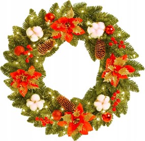 Karácsonyi koszorú ajtódísz dekoráció LED-es karácsonyi dekoráció 38 cm