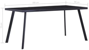 Fekete edzett üveg étkezőasztal 180 x 90 x 75 cm