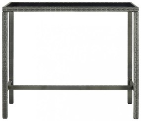 szürke polyrattan és üveg kerti bárasztal 130 x 60 x 110 cm