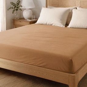 Goldea pamut gumis lepedő - őszi barna 180 x 200 cm