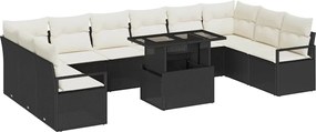 vidaXL Kerti Kanapé Szett 11 pcs Fekete és krémszínű polirattan