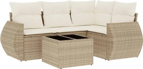 vidaXL 5 részes bézs polyrattan kerti ülőgarnitúra párnákkal
