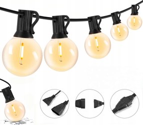 Napelemes kerti girland napelemes lámpák 50x Led izzó erkélyre 15m IP44