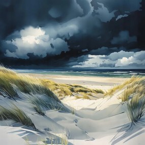 Vászonkép Canvas Tájkép Tengerpart Ég Felhők Vihar 80x80