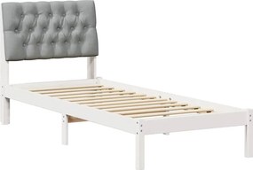 vidaXL Ágykeret Kárpitozott Fejtámlával fejtámlával Fehér 80 x 200 cm