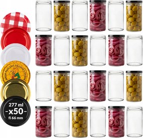 50x Befőttesüveg Kupakkal 66 mm 275 ml-ES Befőttesüveg Lekvártartóval