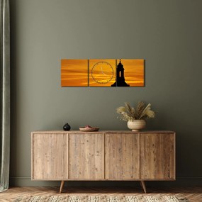 Templom a naplementében képe (órával) (90x30 cm)