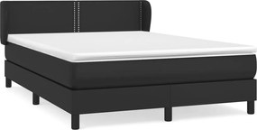 vidaXL fekete műbőr rugós ágy matraccal 140 x 190 cm