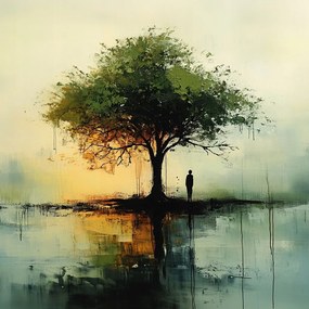 Vászonkép Canvas Fa Víz Ember Természet Reflexió 80x80