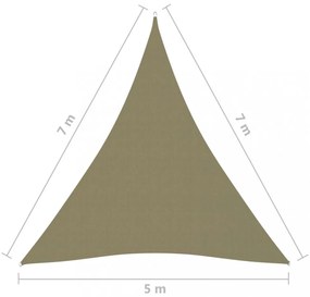 bézs háromszögű oxford-szövet napvitorla 5 x 7 x 7 m