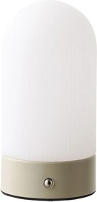 Fehér-szürkésbarna fém asztali lámpa műanyag búrával (magasság 18 cm) Ashford – House Nordic