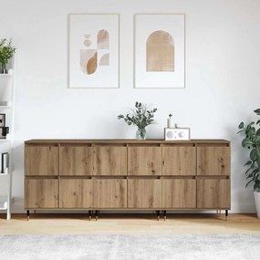 Oldalszekrények 3 pcs kézműves tölgy 180 x 35 x 70 cm Faanyag