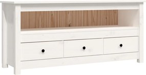 vidaXL fehér tömör fenyőfa TV-szekrény 114x35x52 cm