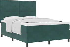 vidaXL Boxrugós ágy matracmal Sötétzöld 140 x 190 cm szövet