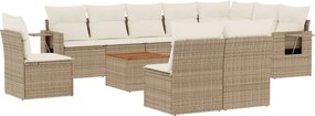 vidaXL 11 részes bézs polyrattan kerti ülőgarnitúra párnákkal