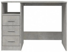 betonszürke szerelt fa íróasztal fiókokkal 102x50x76 cm
