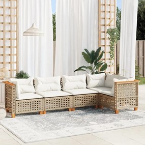 5 részes bézs polyrattan kerti ülőgarnitúra párnákkal