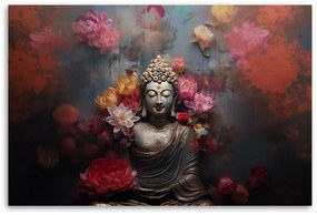 Gario Vászonkép Buddha virágokkal körülvéve Méret: 120 x 80 cm