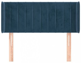 sötétkék bársony fejtámla 83x16x78/88 cm